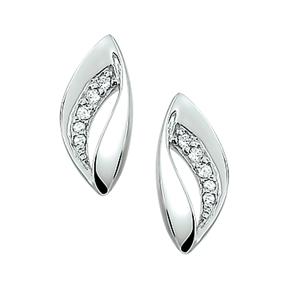 Oorknoppen zirkonia zilver gerhodineerd