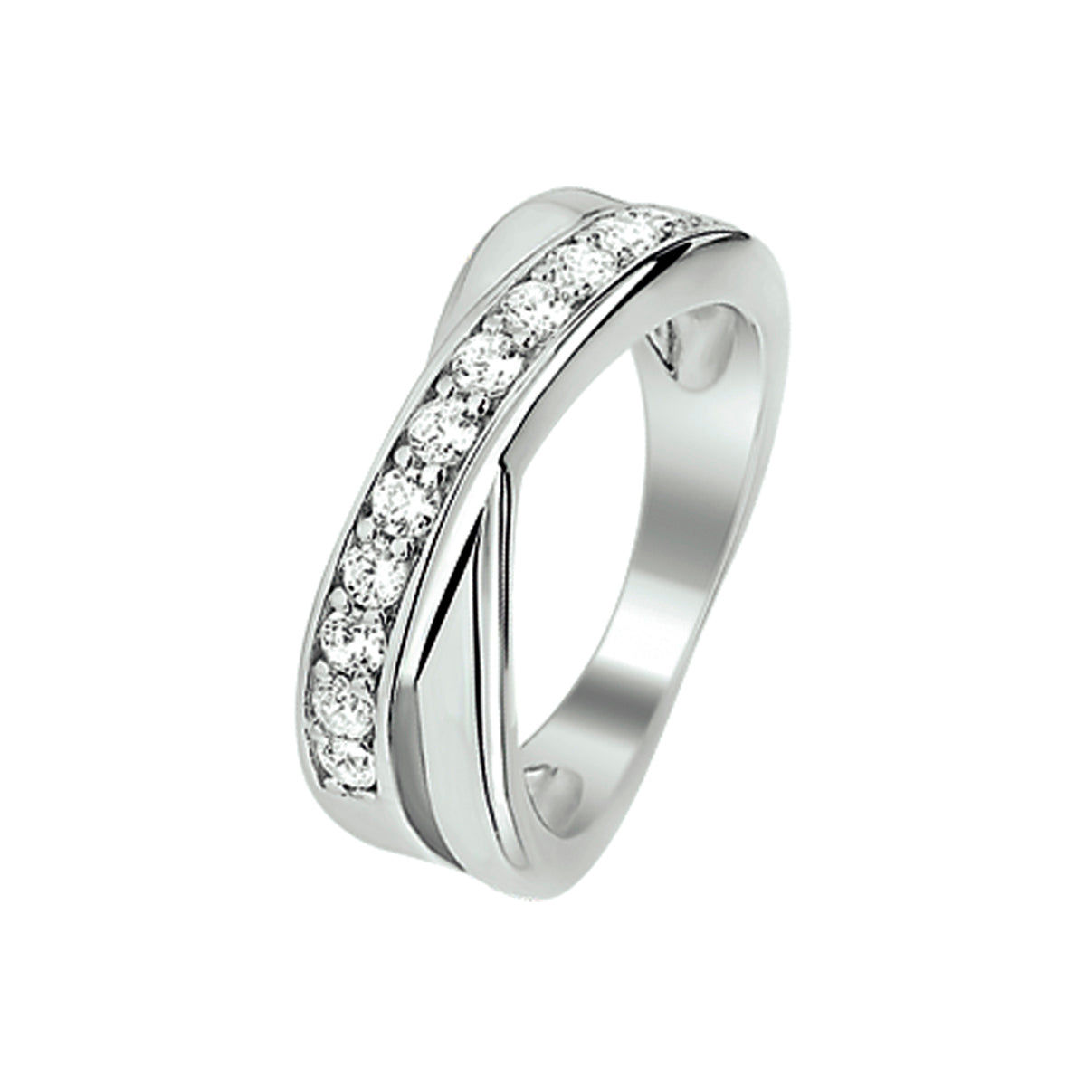 Ring zirkonia zilver gerhodineerd