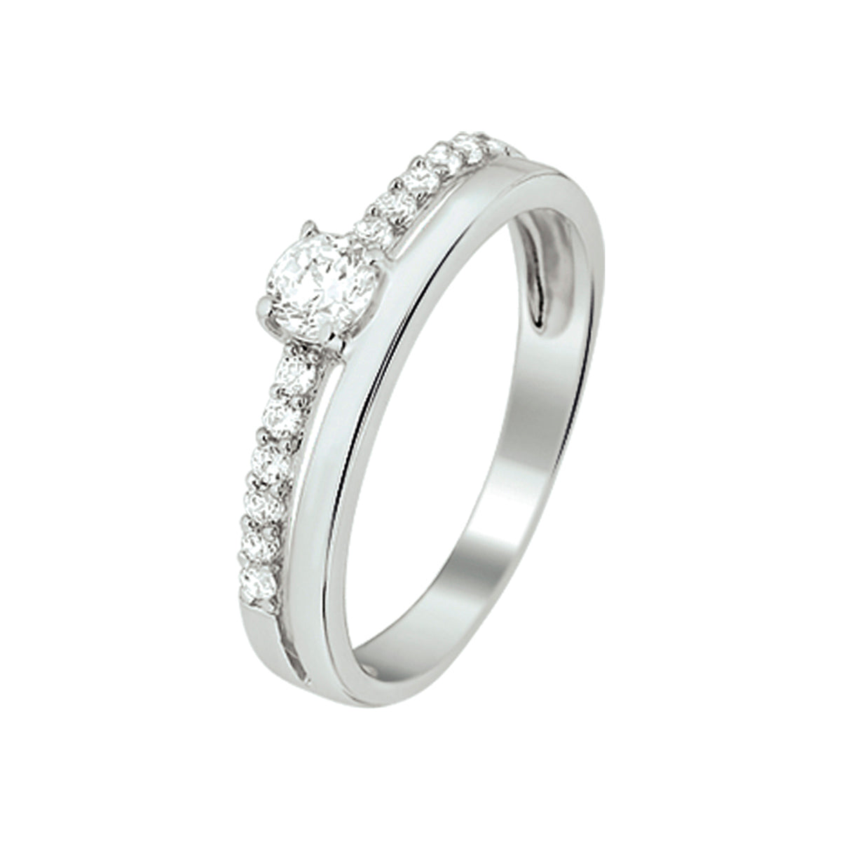 Ring zirkonia zilver gerhodineerd