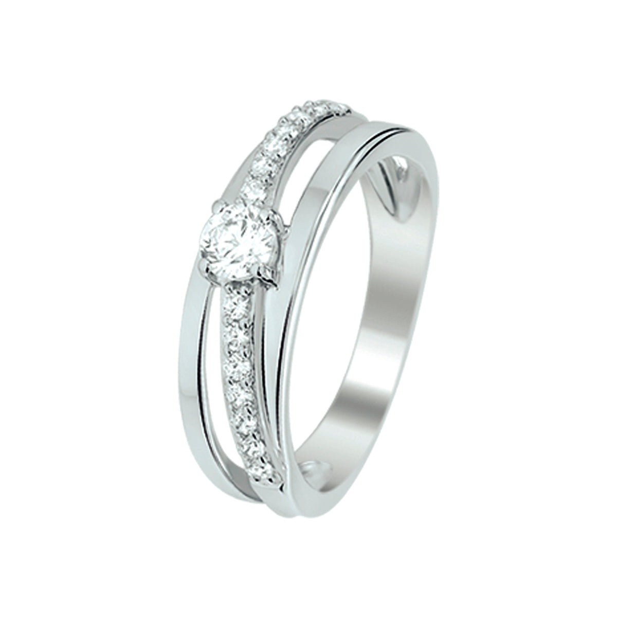 Ring zirkonia zilver gerhodineerd