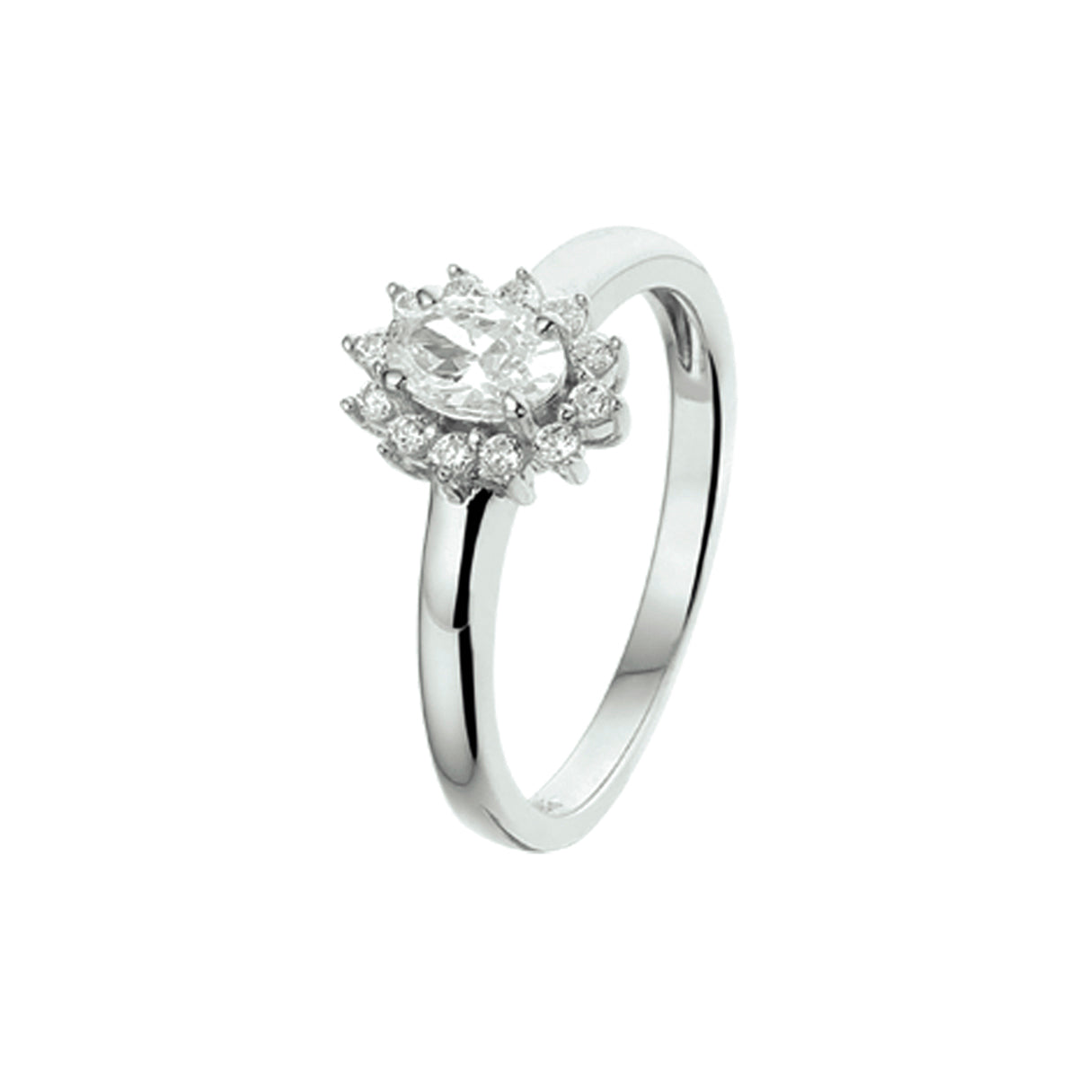 Ring zirkonia zilver gerhodineerd