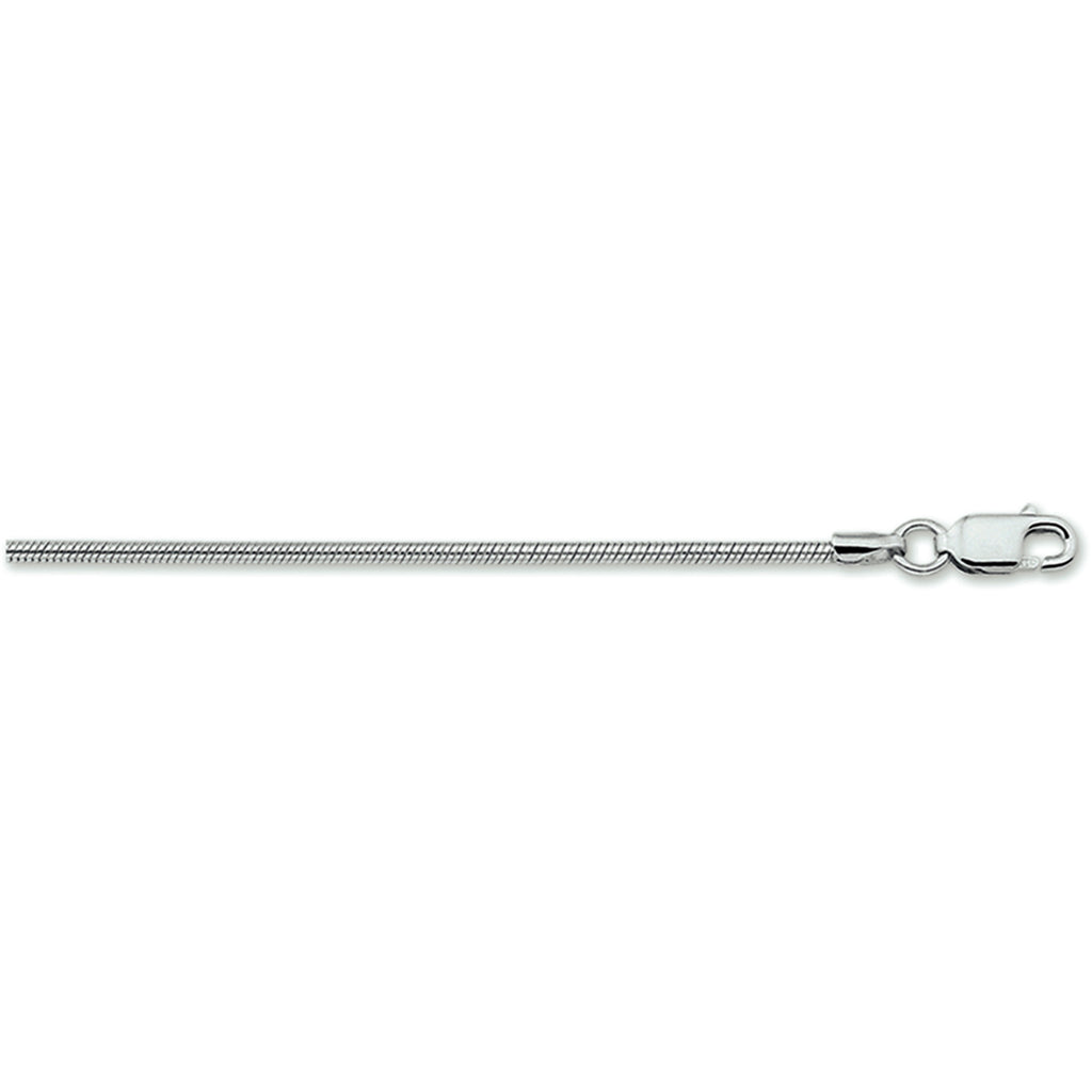 Collier slang rond 1,4 mm zilver gerhodineerd
