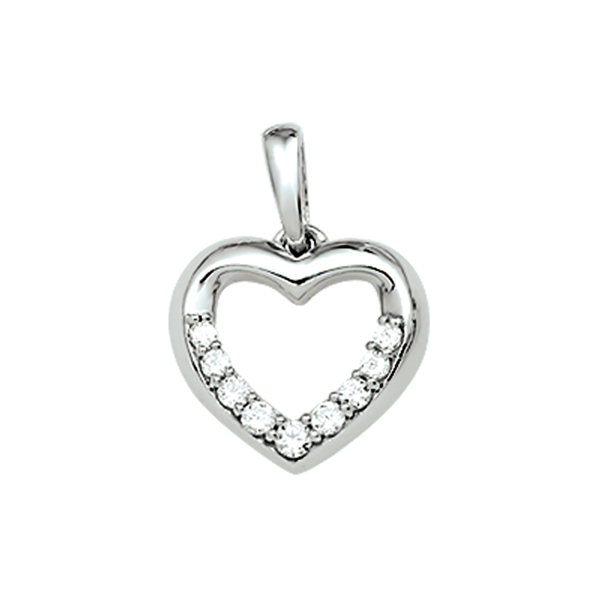 Hanger hart zirkonia zilver gerhodineerd