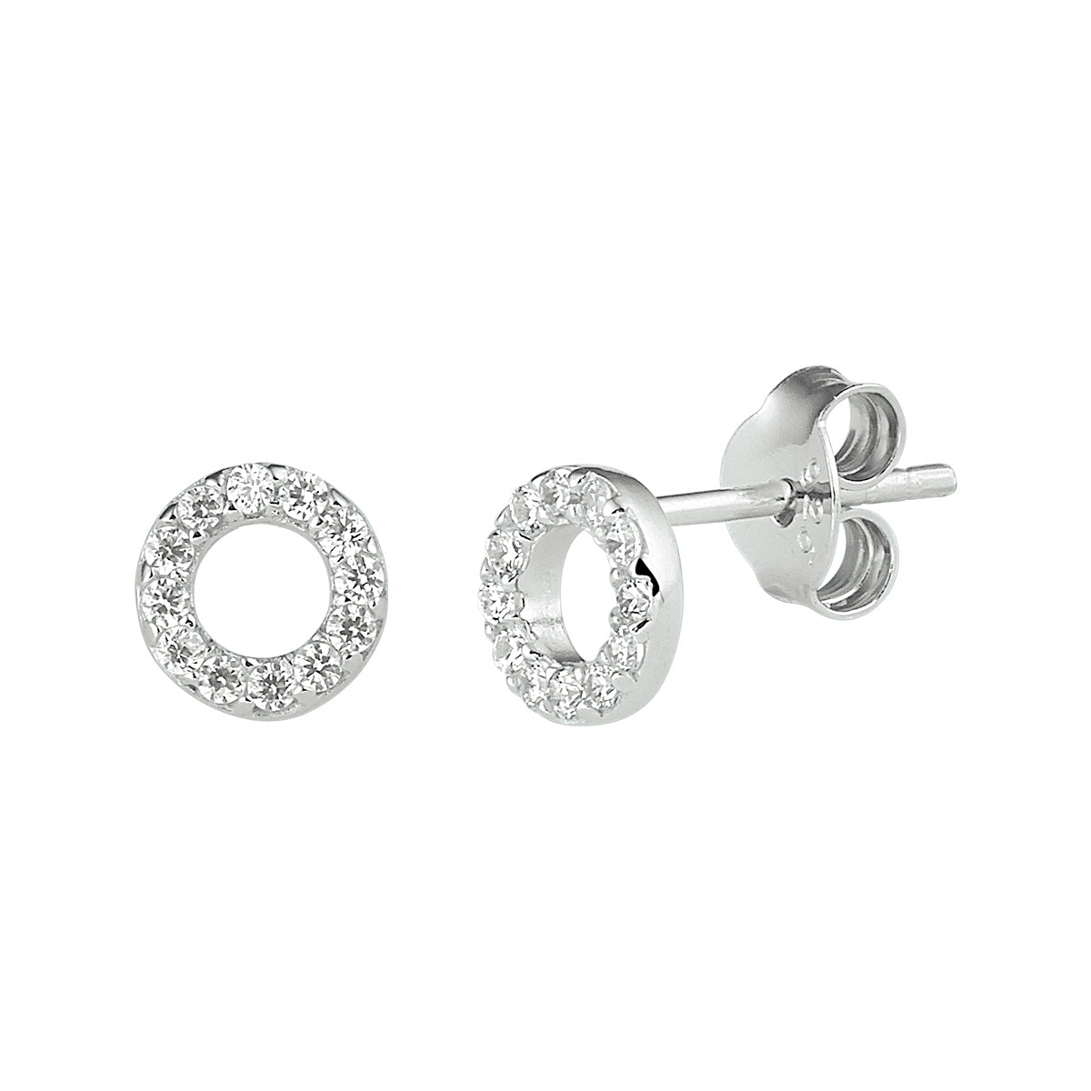 Oorknoppen zirkonia zilver gerhodineerd