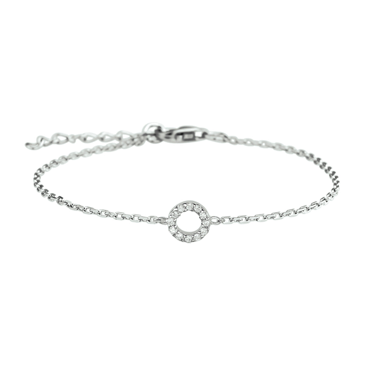 Armband zirkonia 15,5 + 2,5 cm zilver gerhodineerd