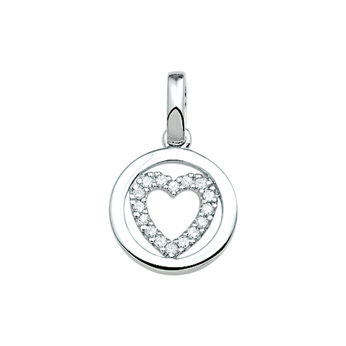 Hanger hart zirkonia zilver gerhodineerd