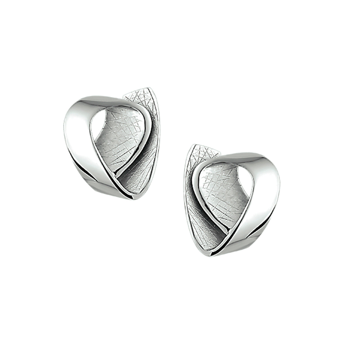 Oorknoppen gescratcht poli/mat zilver gerhodineerd