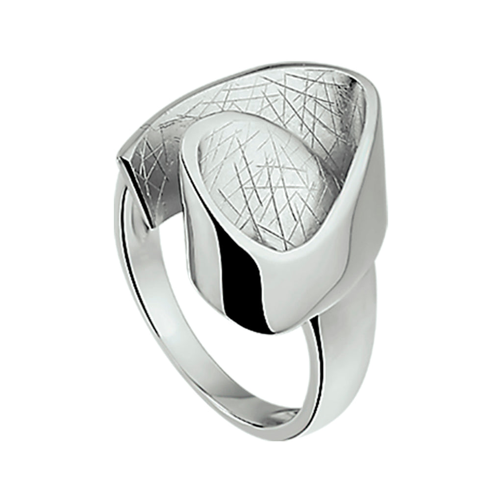 Ring gescratcht poli/mat zilver gerhodineerd