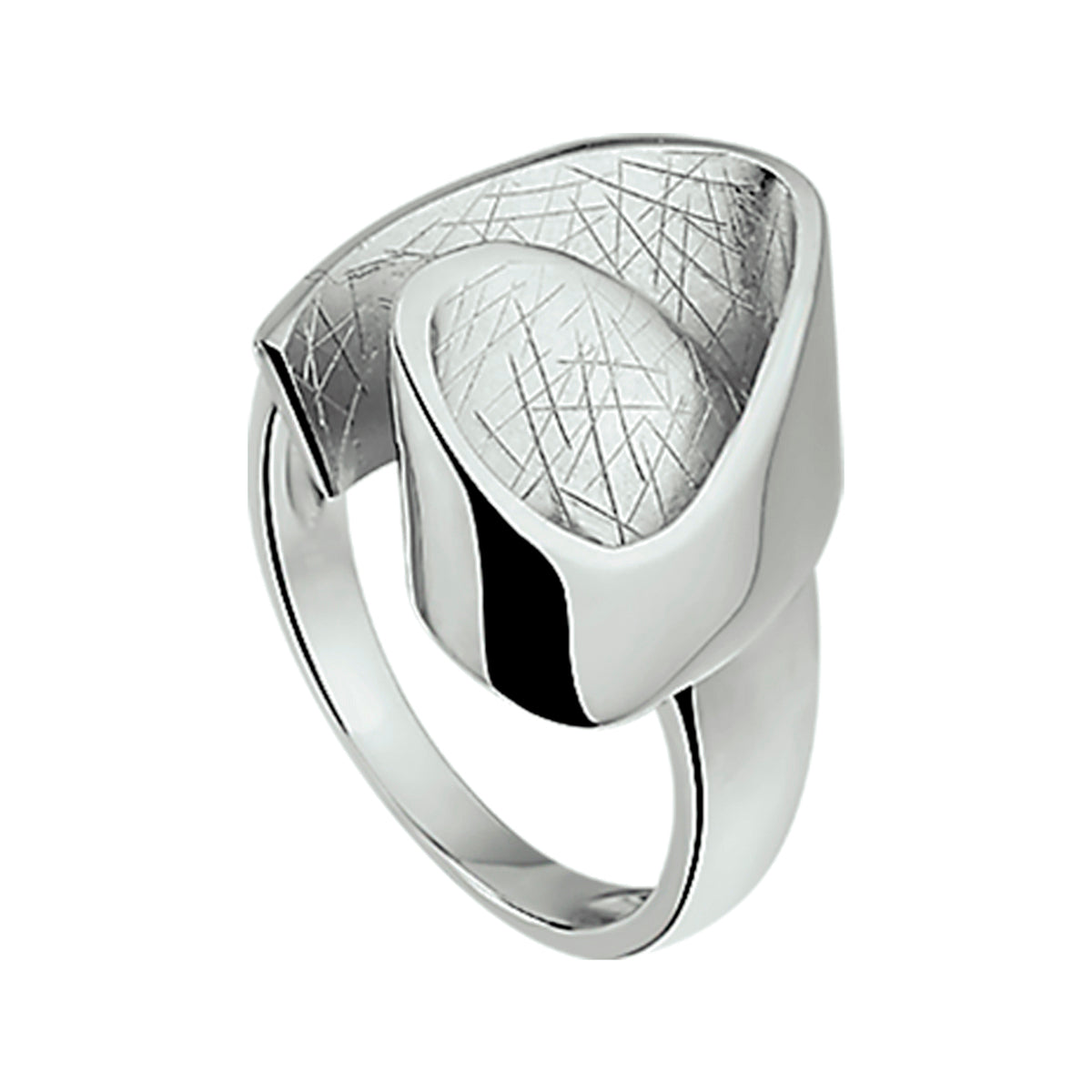 Ring gescratcht poli/mat zilver gerhodineerd