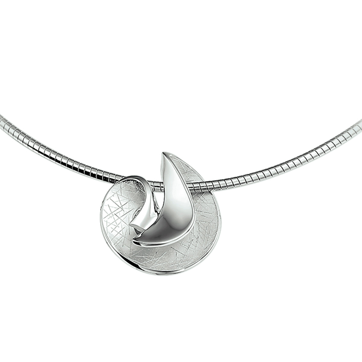 Collier gescratcht 42 + 3 cm zilver gerhodineerd