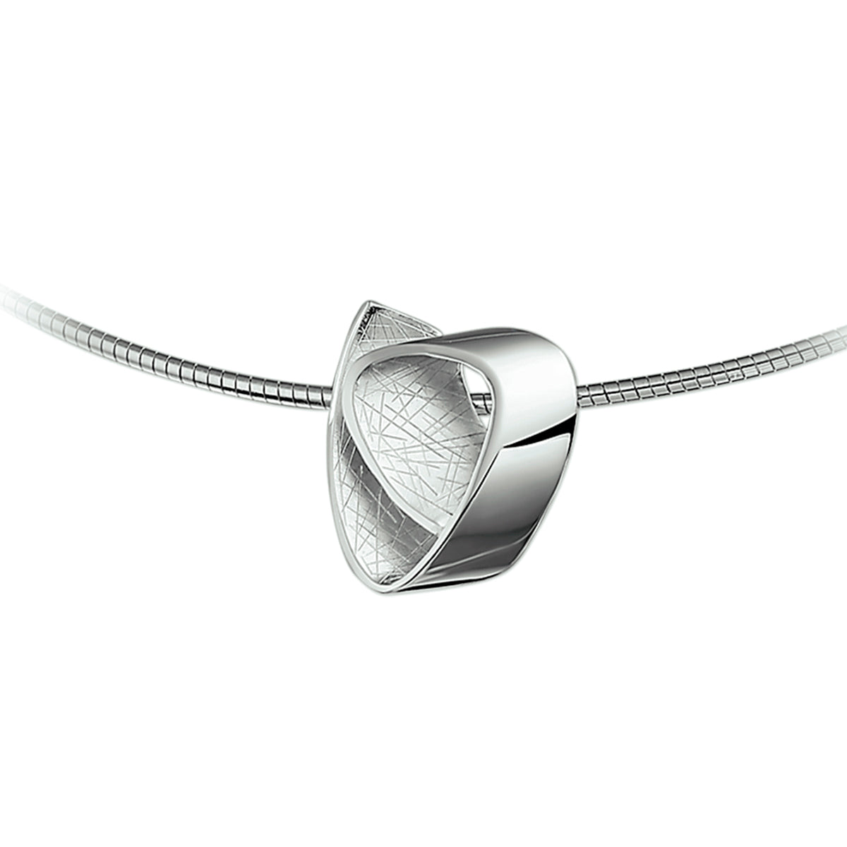 Collier gescratcht poli/mat 42 + 3 cm zilver gerhodineerd