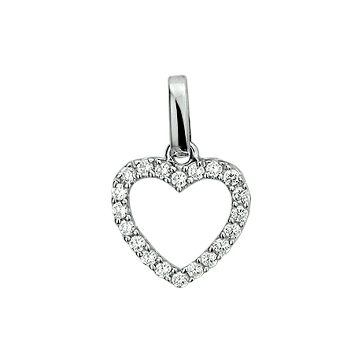 Hanger hart zirkonia zilver gerhodineerd