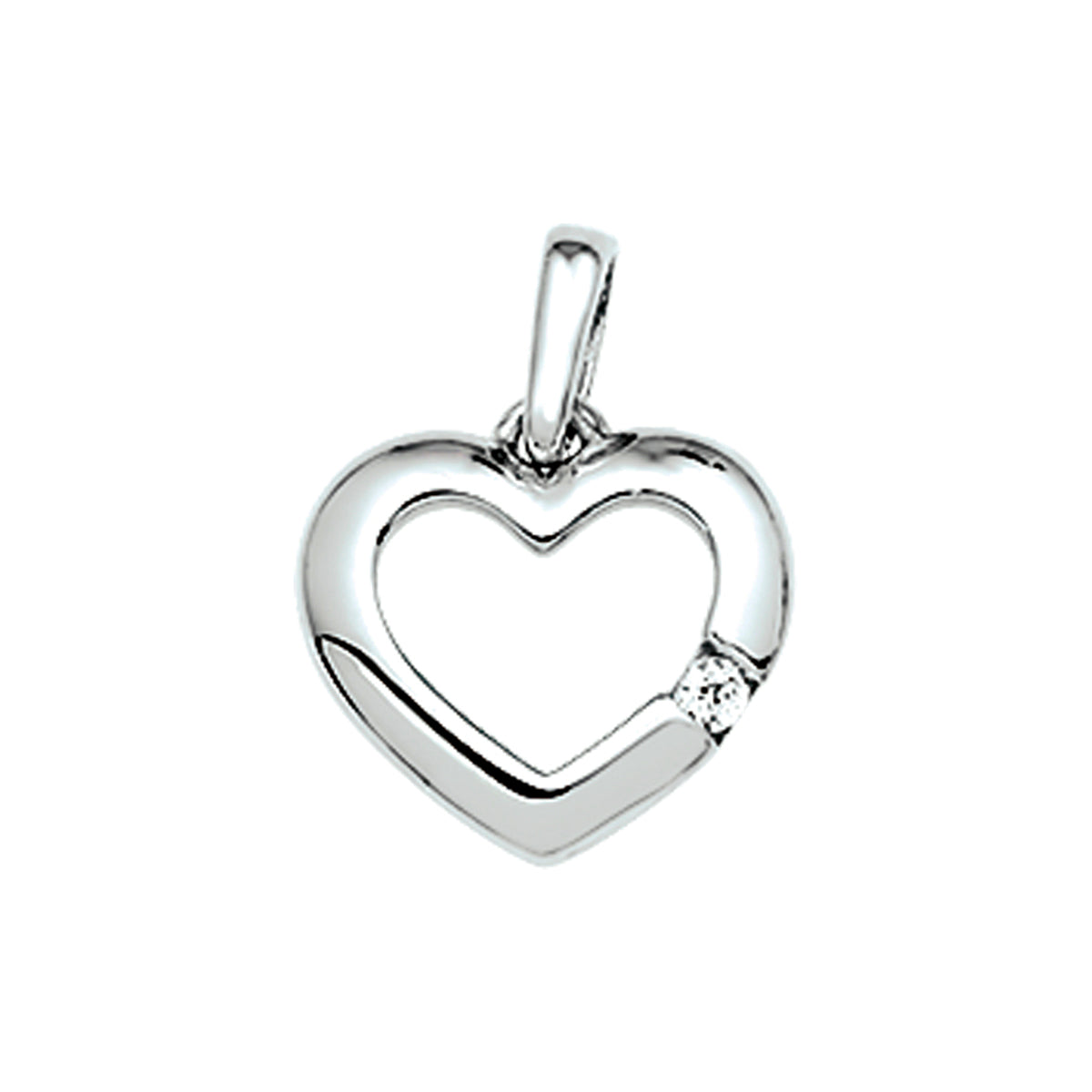 Hanger hart zirkonia zilver gerhodineerd