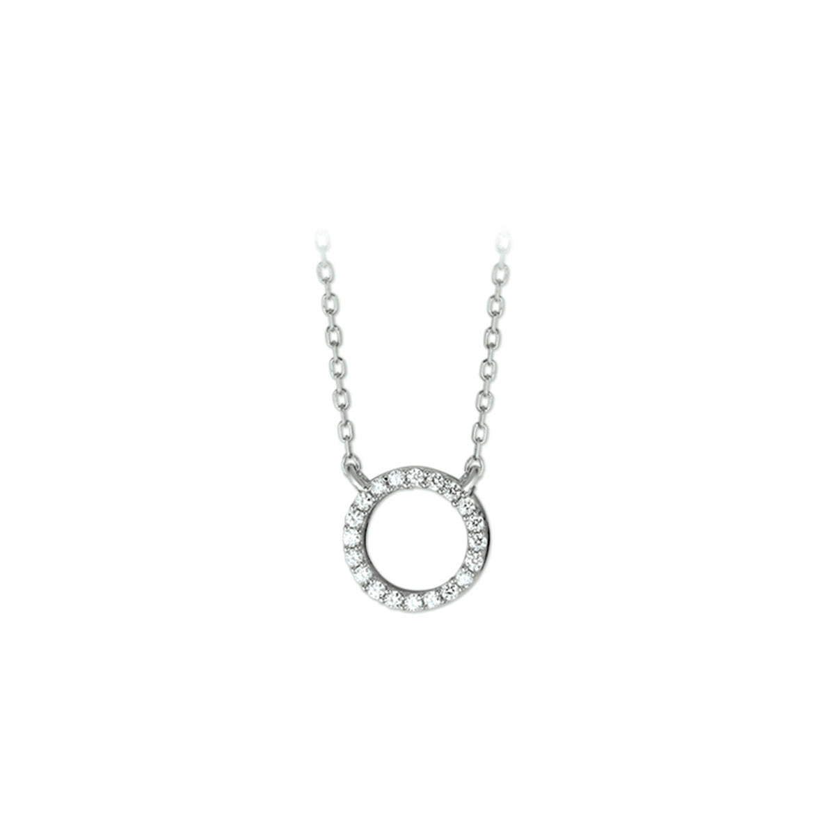 Collier zirkonia 40 + 4 cm zilver gerhodineerd