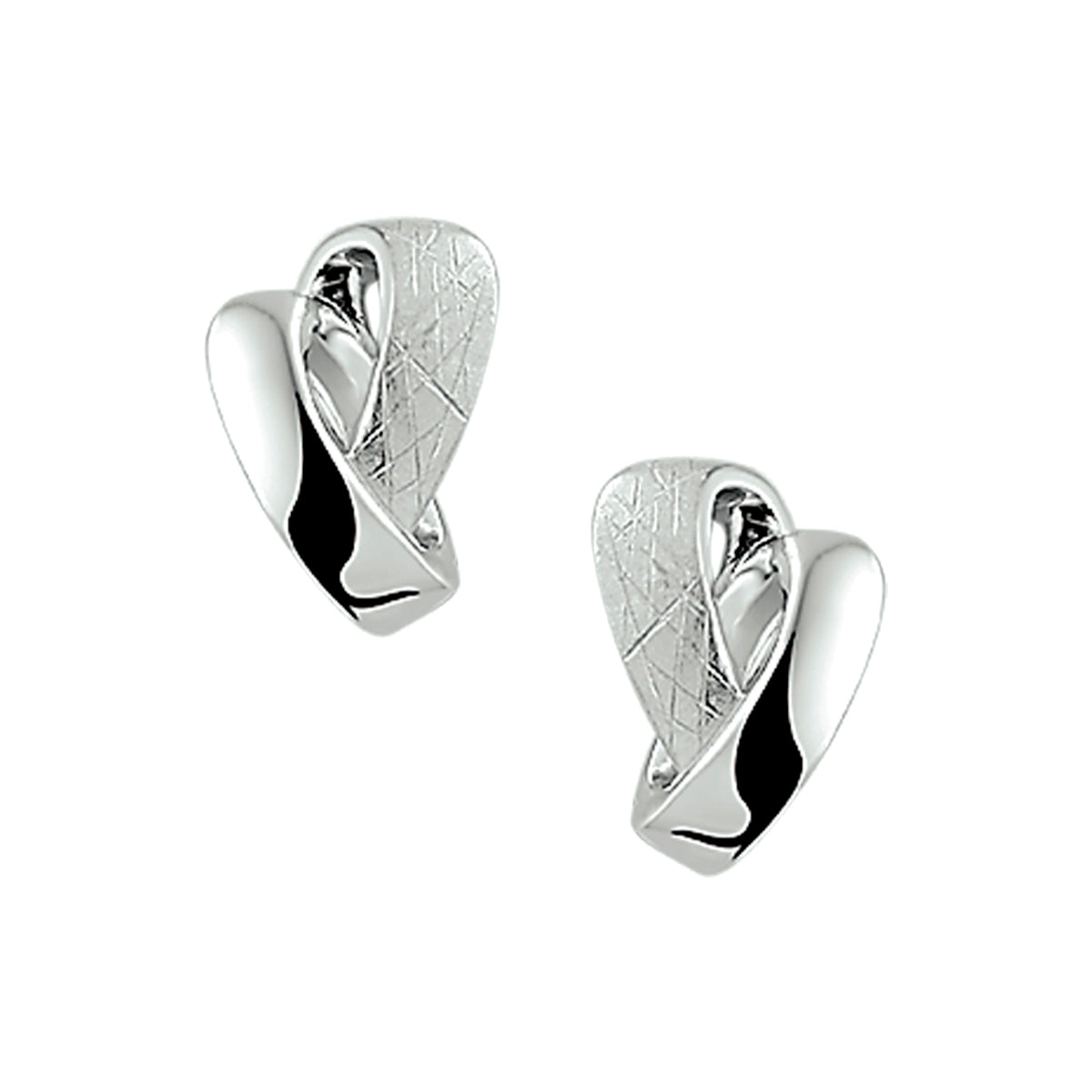 Oorknoppen gescratcht zilver gerhodineerd