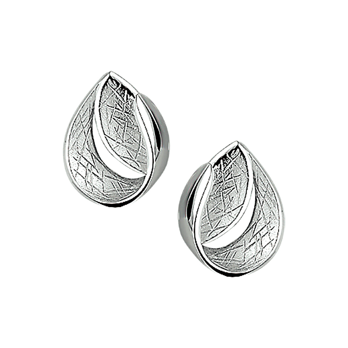 Oorknoppen gescratcht zilver gerhodineerd