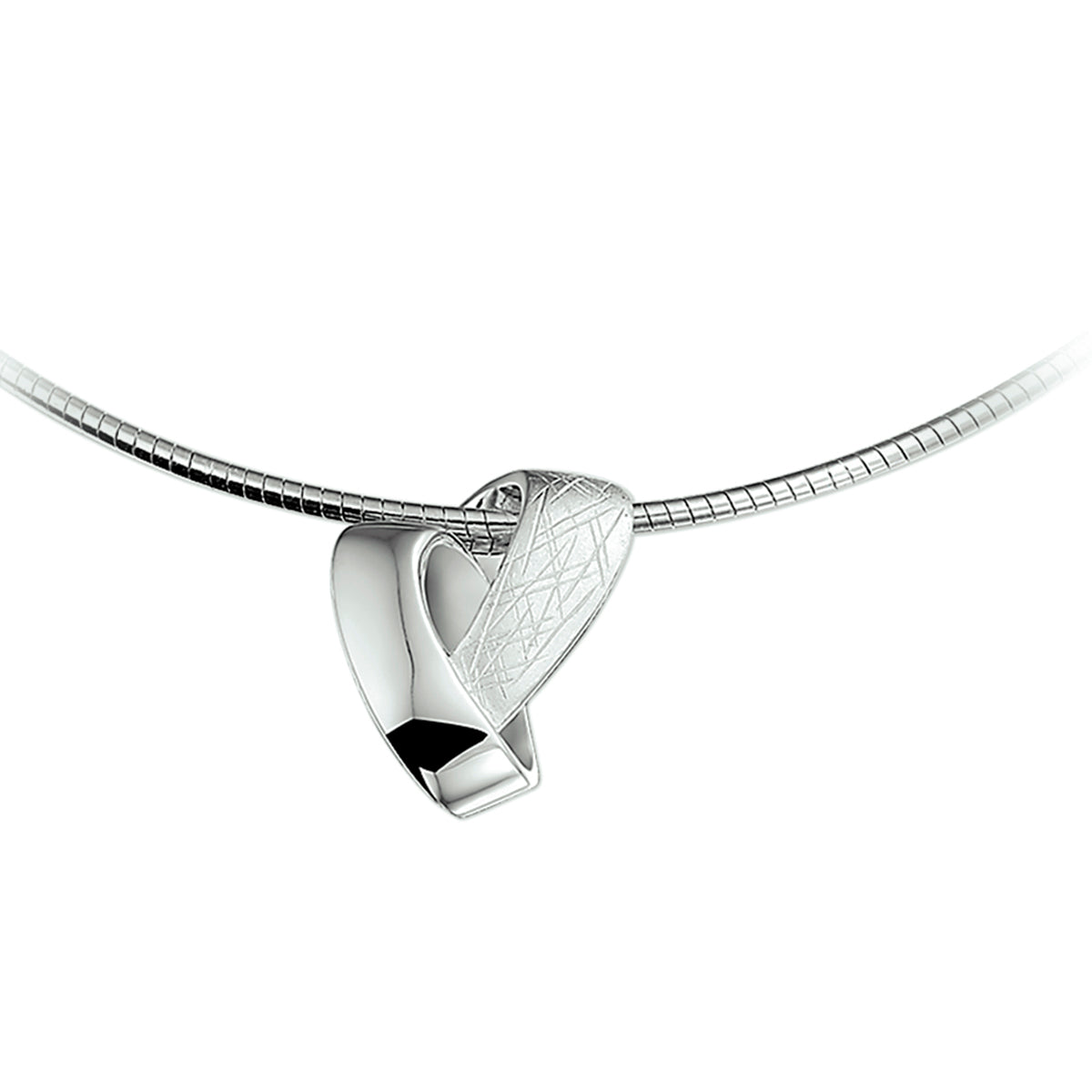 Collier gescratcht 42 + 3 cm zilver gerhodineerd