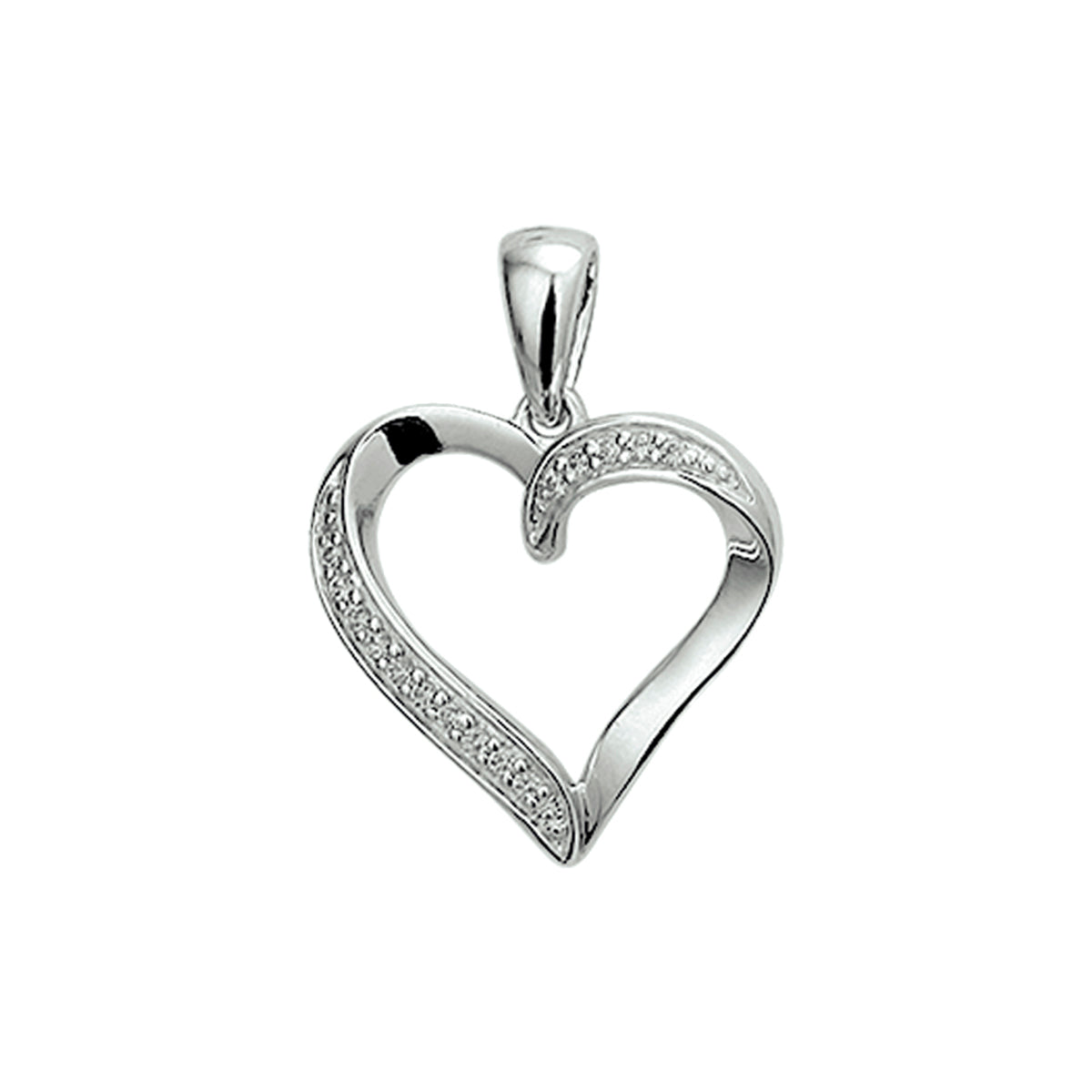 Hanger hart zirkonia zilver gerhodineerd