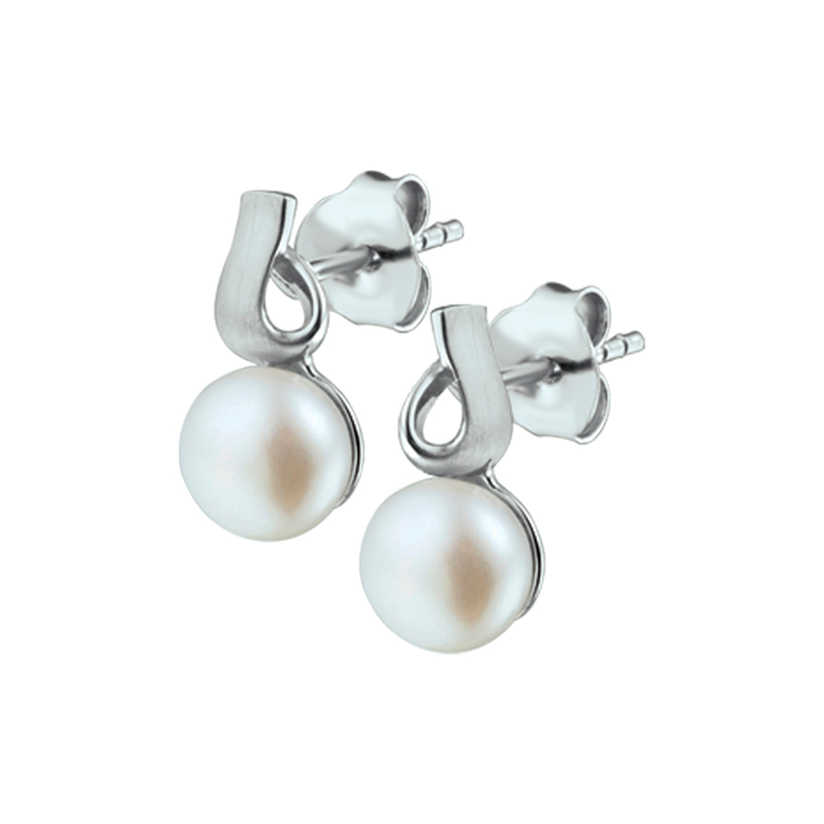 Oorknoppen parel poli/mat zilver gerhodineerd