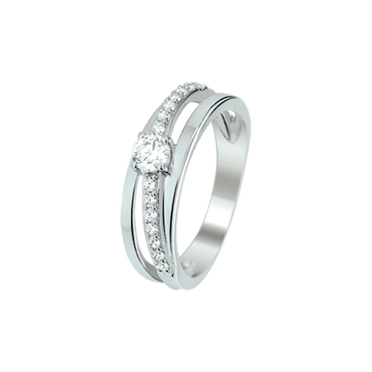 Ring zirkonia zilver gerhodineerd