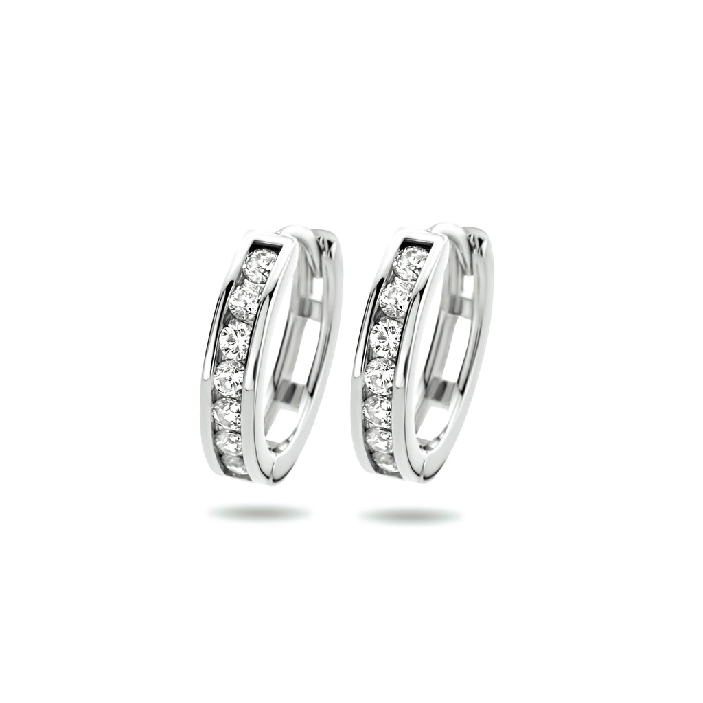 Klapoorringen 3 mm zirkonia zilver gerhodineerd