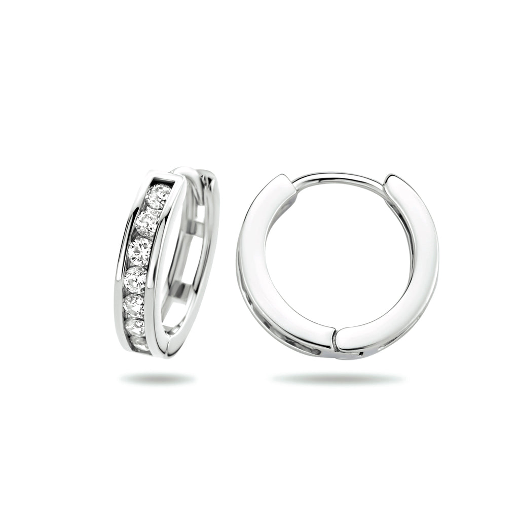 Klapoorringen 3 mm zirkonia zilver gerhodineerd