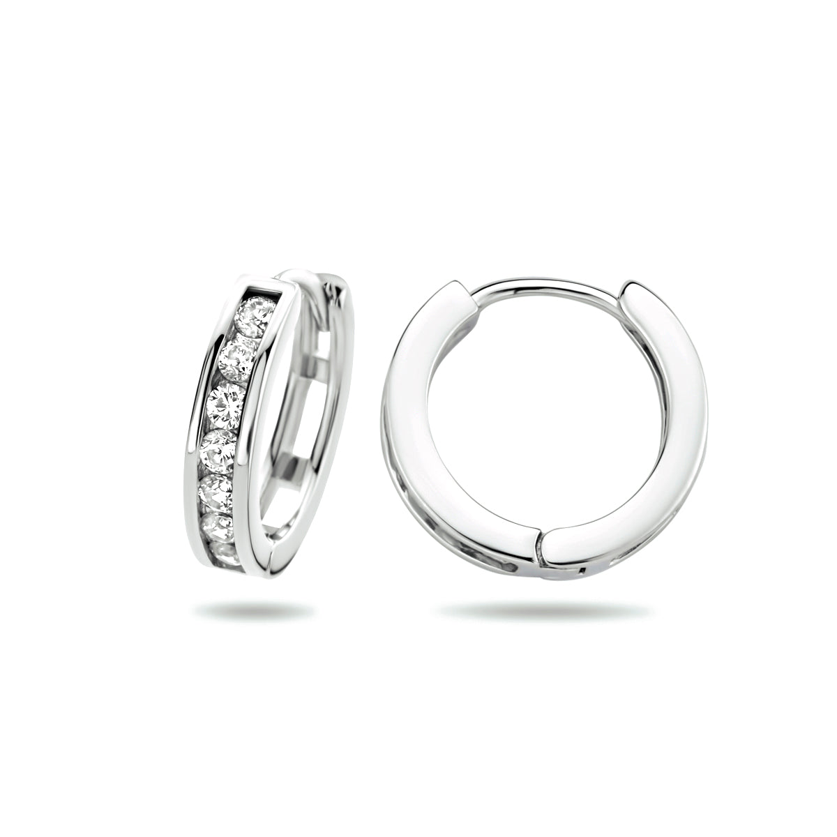 Klapoorringen 3 mm zirkonia zilver gerhodineerd