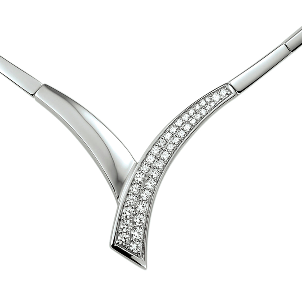 Collier zirkonia 43+4 cm zilver gerhodineerd