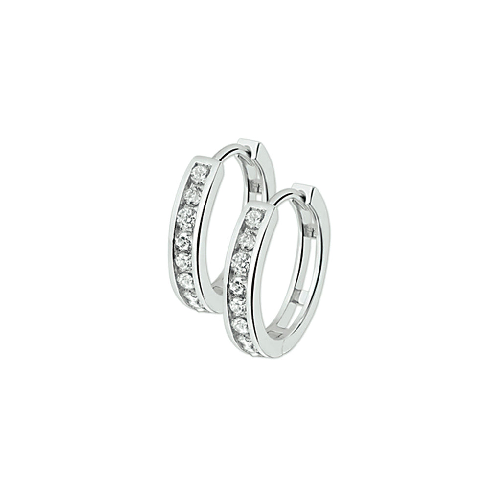 Klapoorringen 3 mm zirkonia zilver gerhodineerd