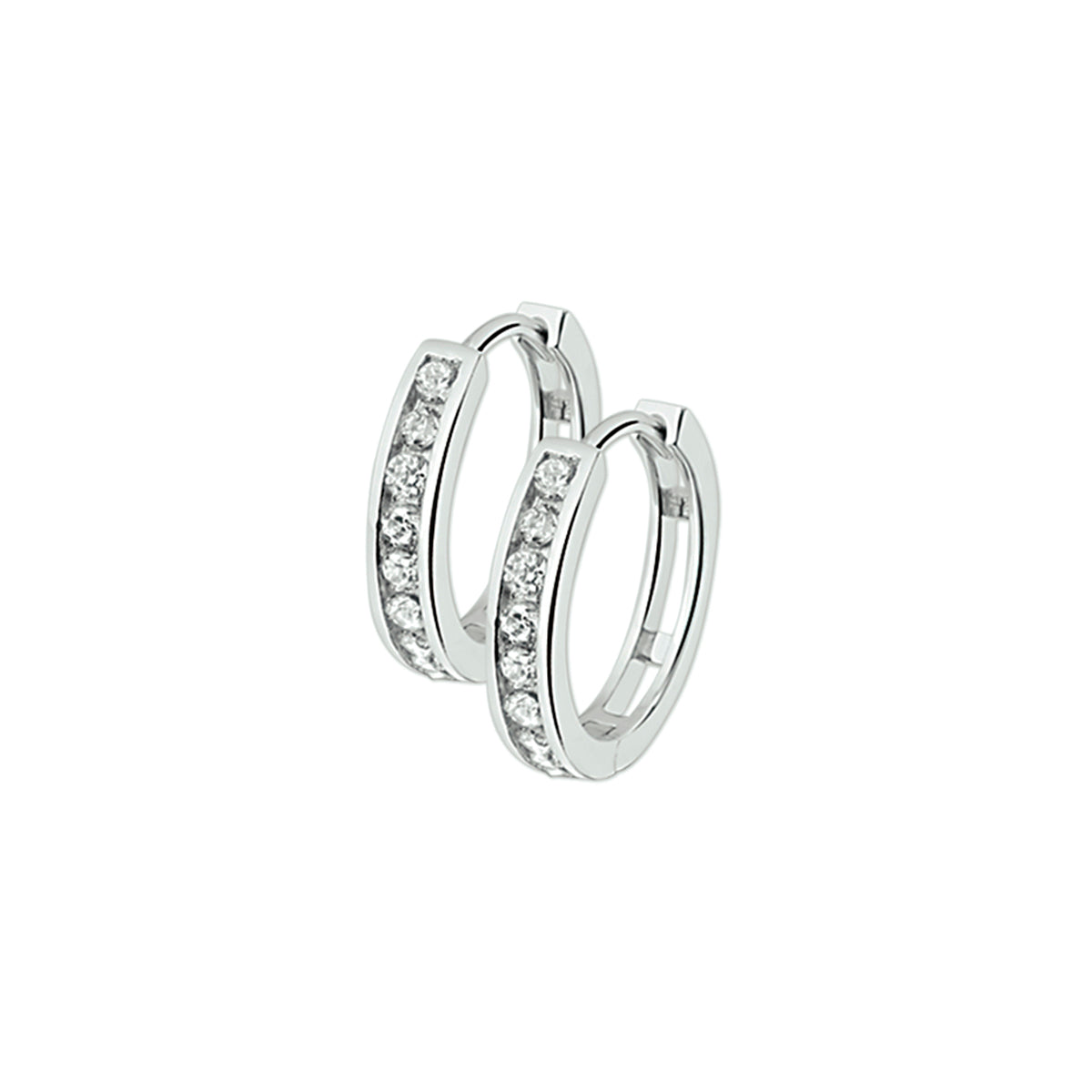 Klapoorringen 3 mm zirkonia zilver gerhodineerd