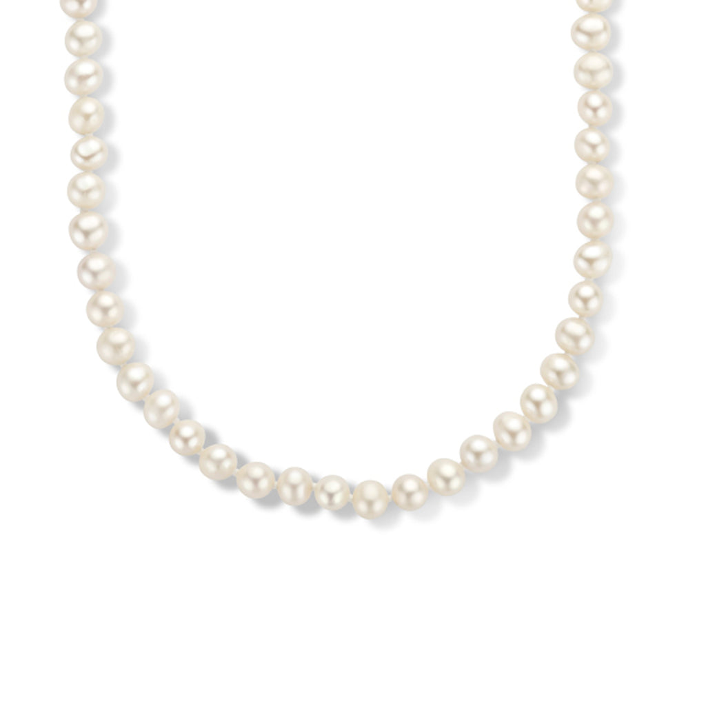Collier parel 6,5 mm zilver gerhodineerd