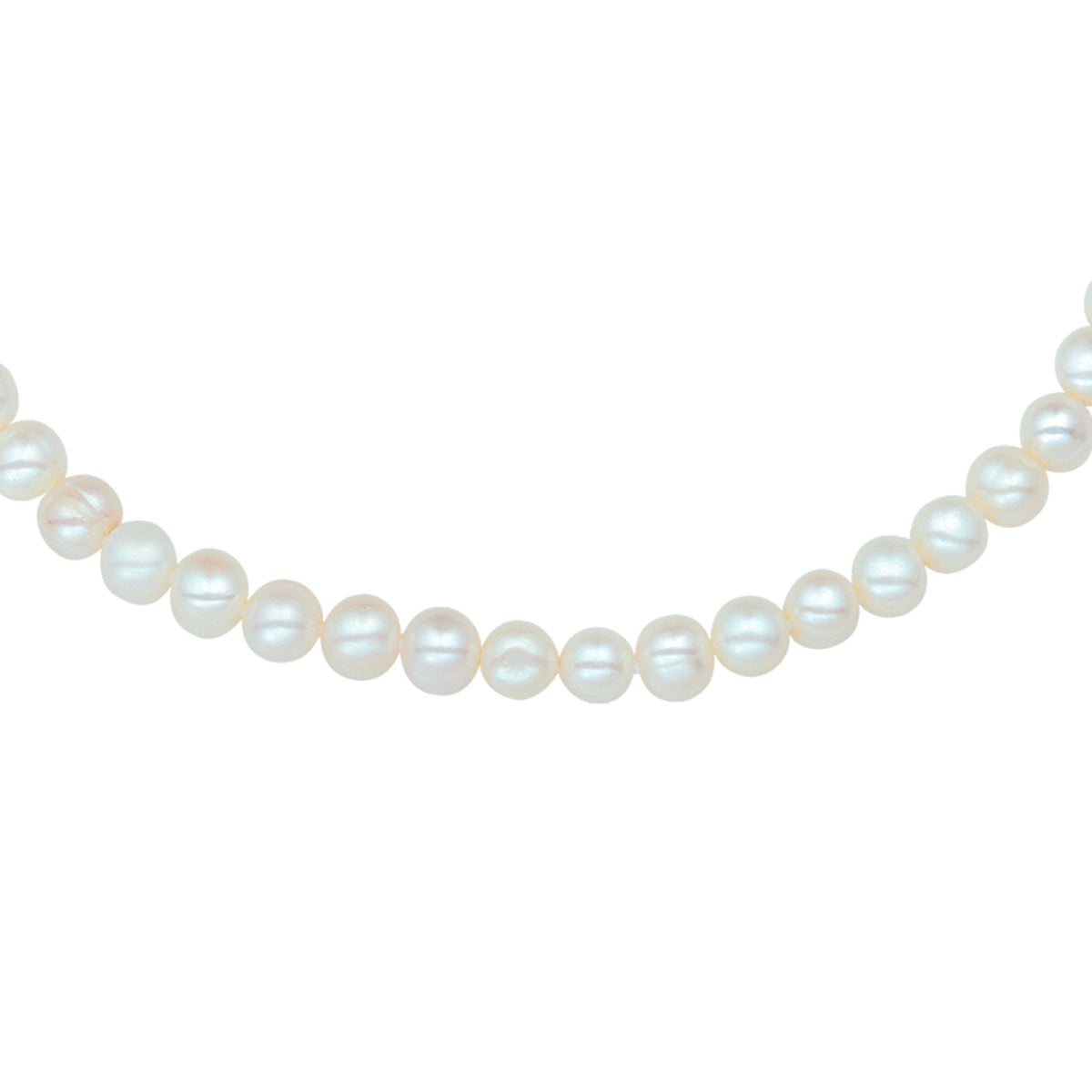 Collier parel 7,5 mm 42 + 4 cm zilver gerhodineerd