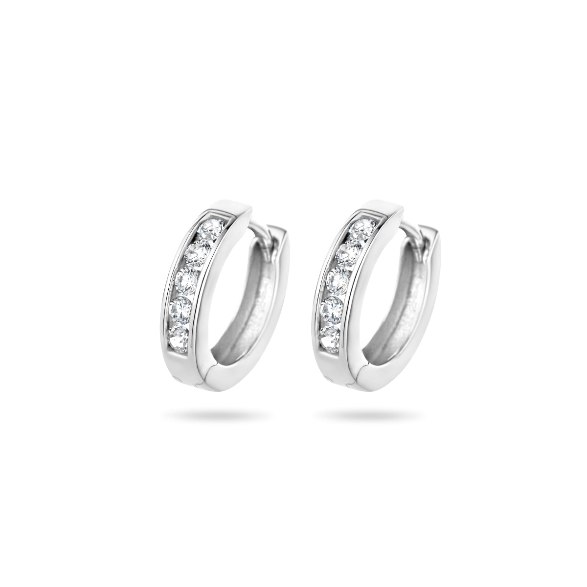 Klapoorringen zirkonia zilver gerhodineerd