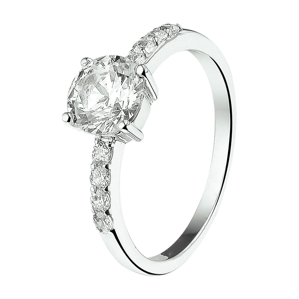 Ring zirkonia zilver gerhodineerd