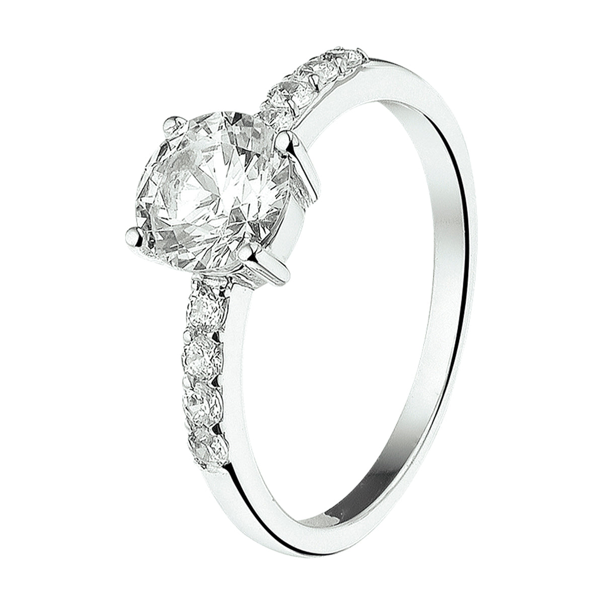 Ring zirkonia zilver gerhodineerd