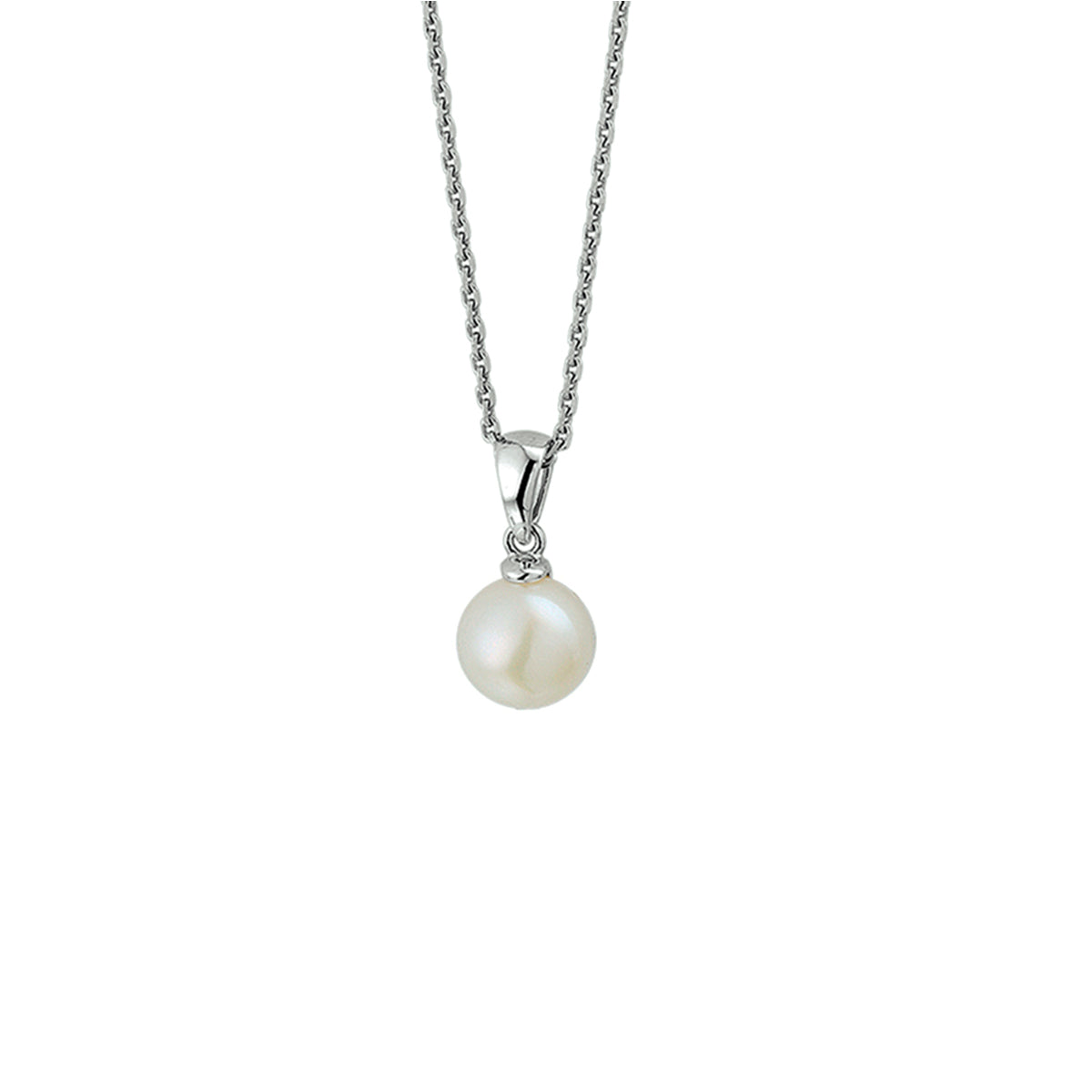 Collier parel 41 + 4 cm zilver gerhodineerd