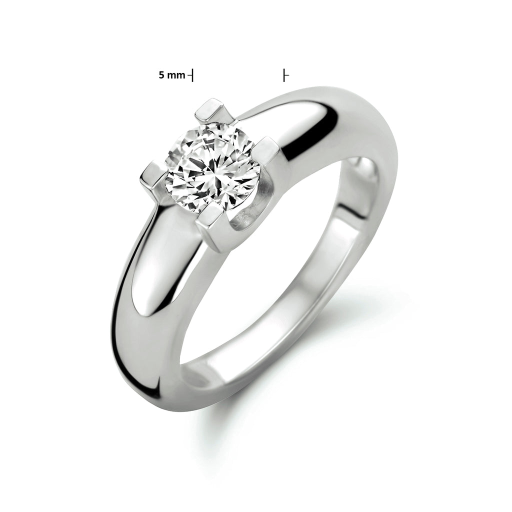 Ring zirkonia zilver gerhodineerd