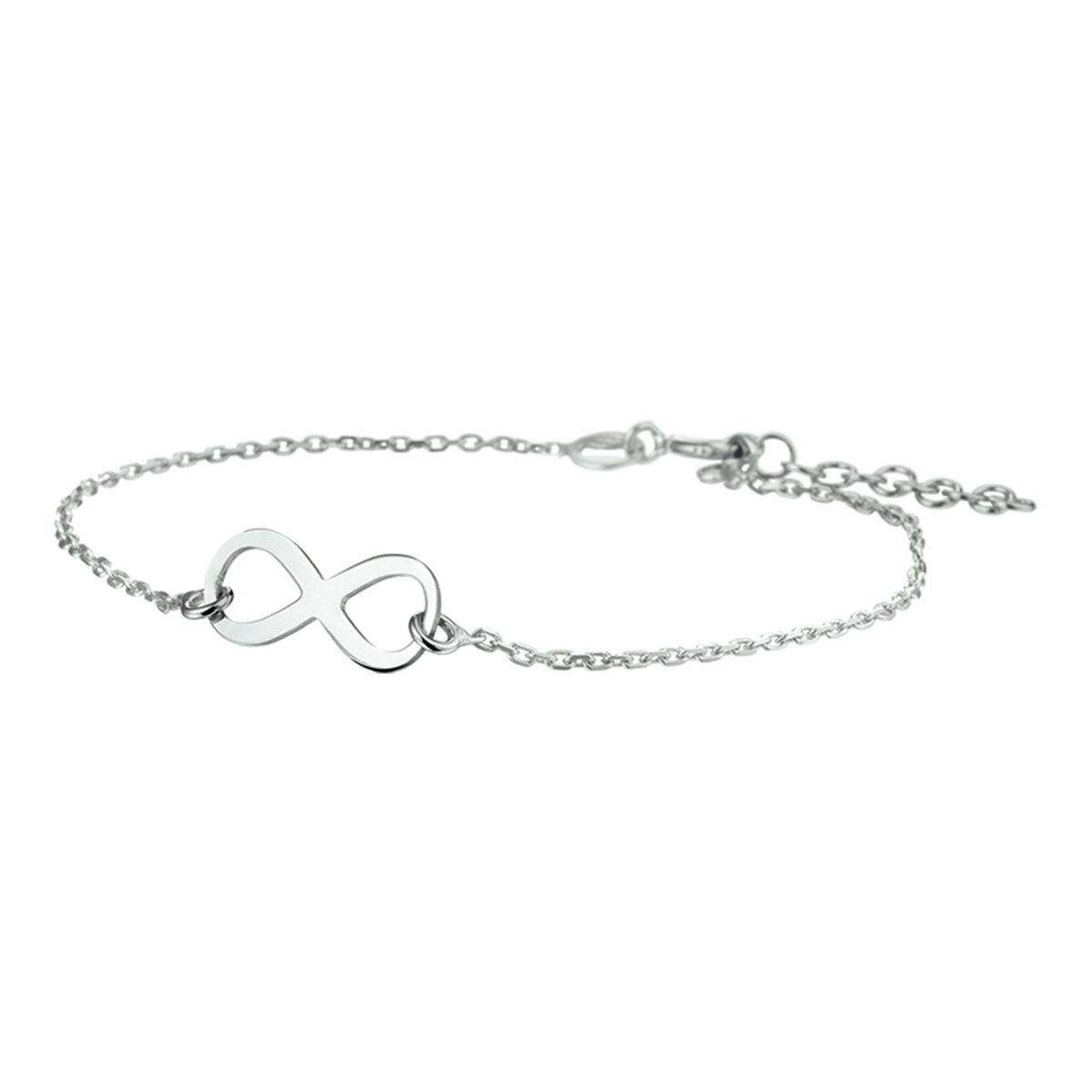 Armband infinity 17 + 2,5 cm zilver gerhodineerd
