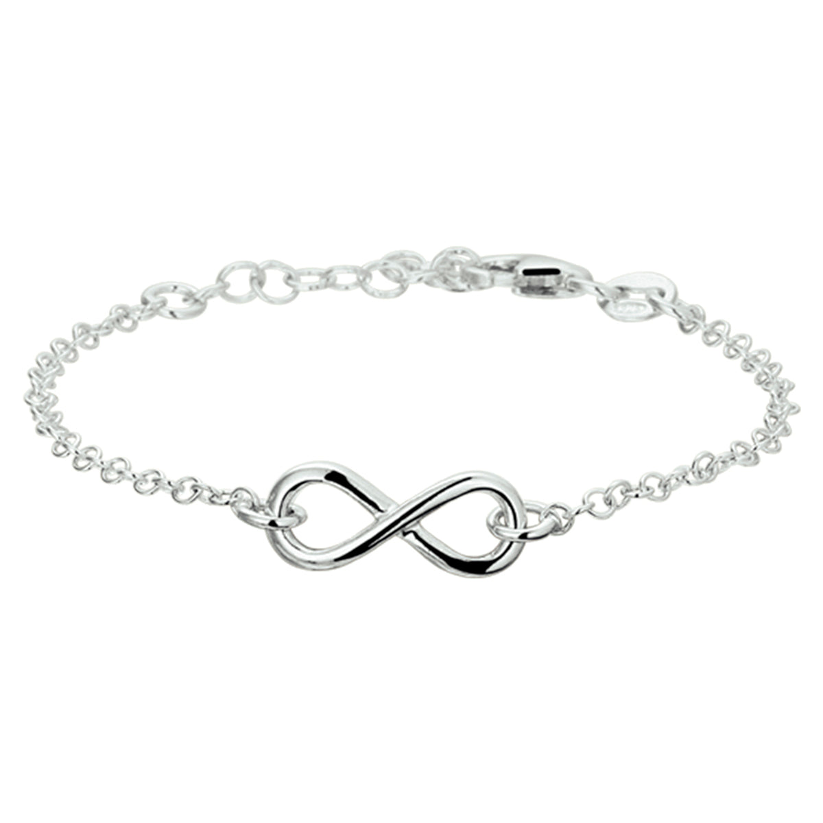 Armband infinity 17 + 2 cm zilver gerhodineerd