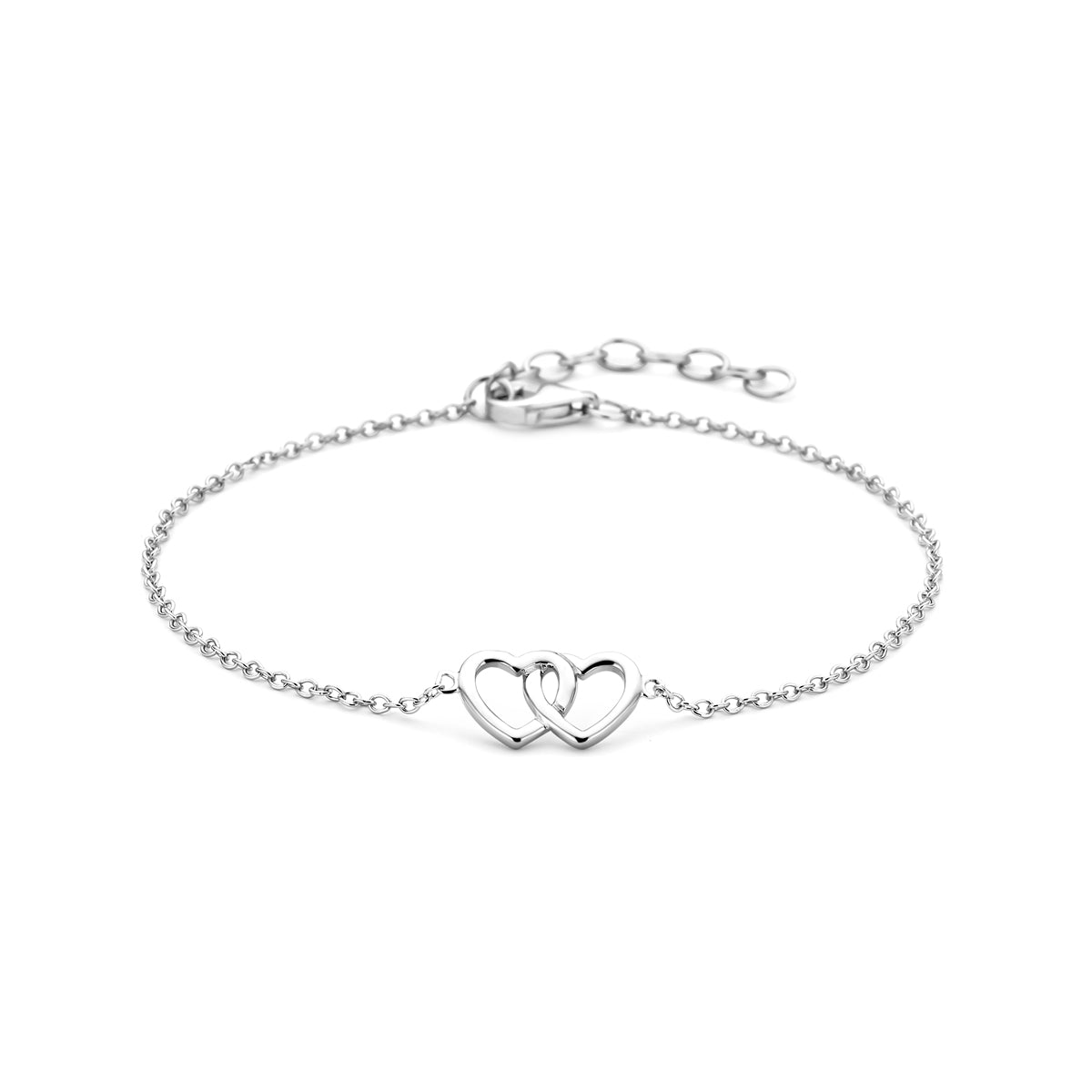 Armband hart 15,5 + 2,5 cm zilver gerhodineerd