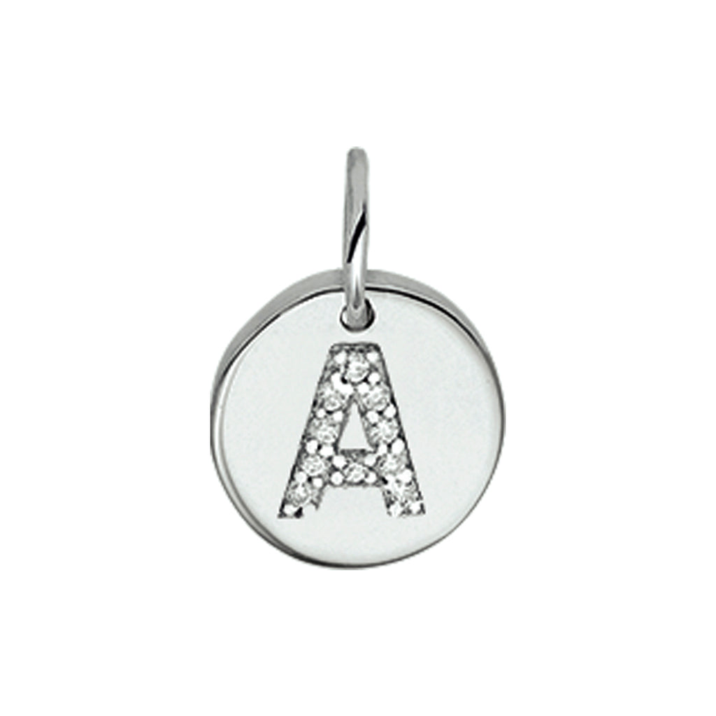 Hanger letter zirkonia zilver gerhodineerd
