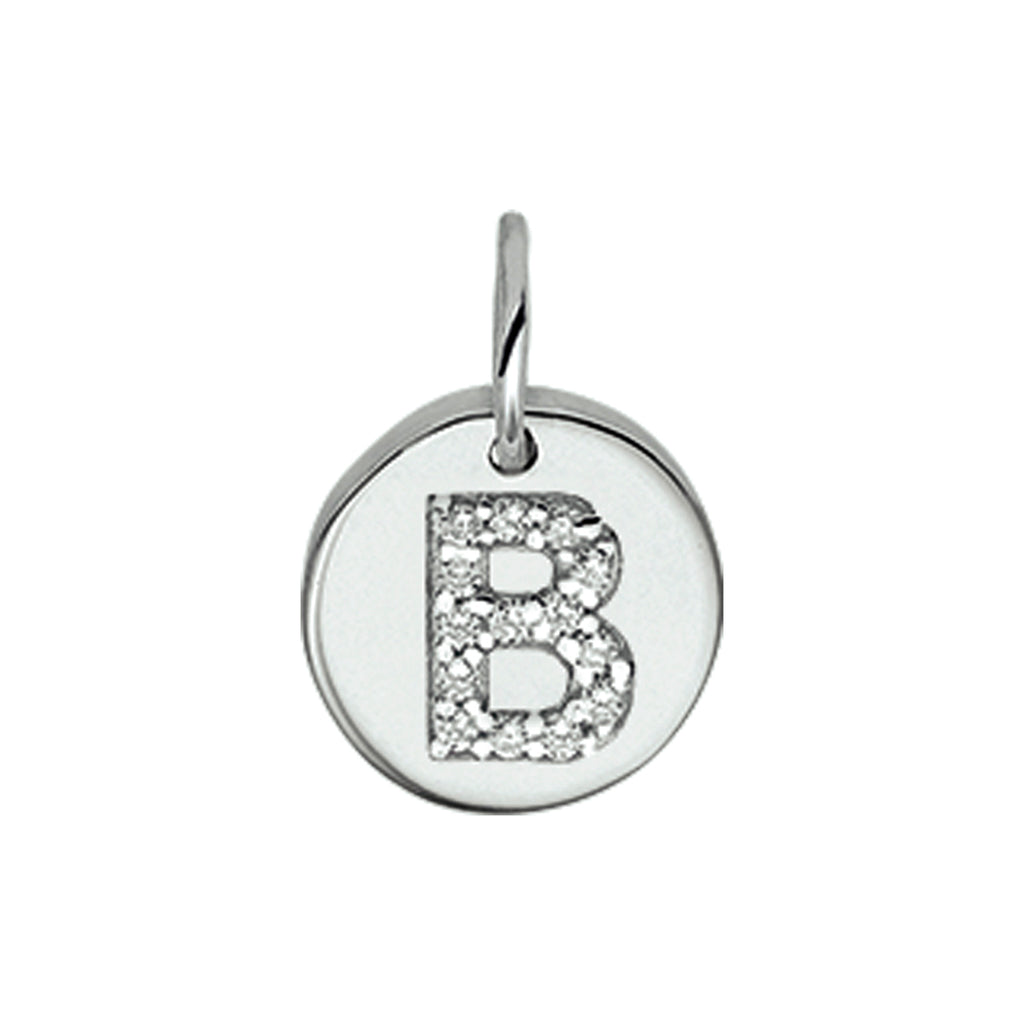 Hanger letter zirkonia zilver gerhodineerd