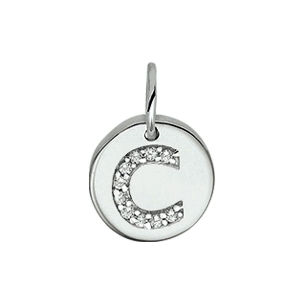 Hanger letter zirkonia zilver gerhodineerd