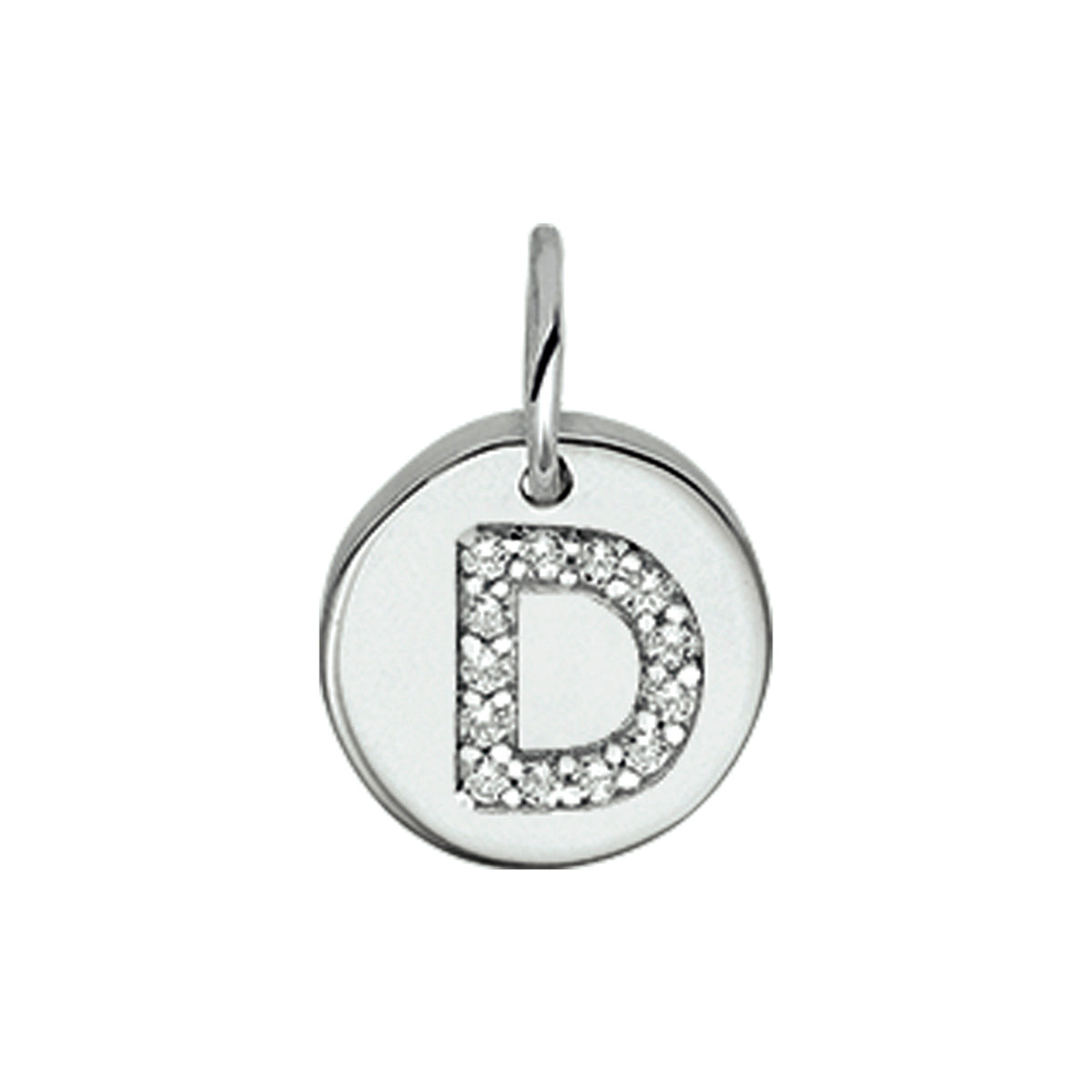 Hanger letter zirkonia zilver gerhodineerd