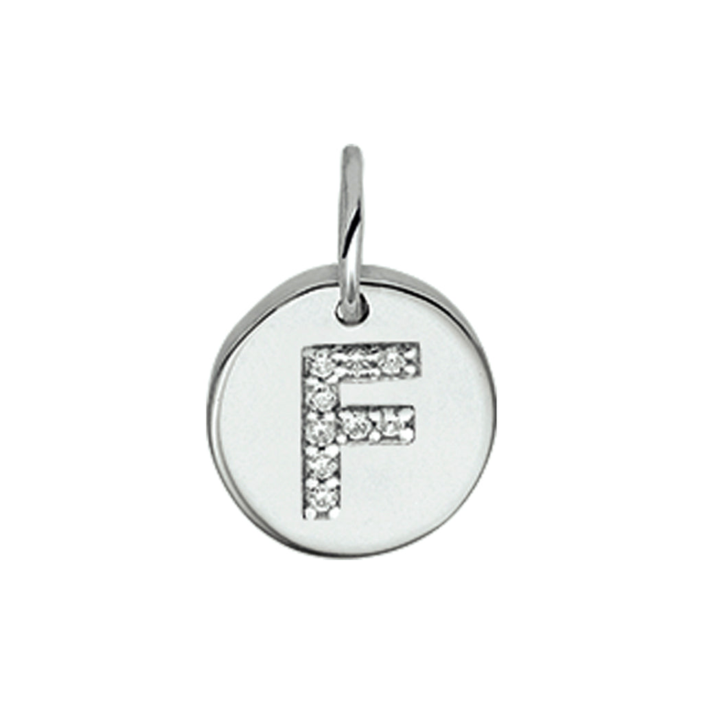 Hanger letter zirkonia zilver gerhodineerd