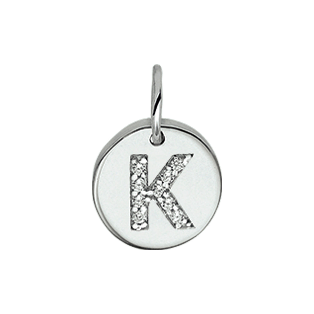 Hanger letter zirkonia zilver gerhodineerd