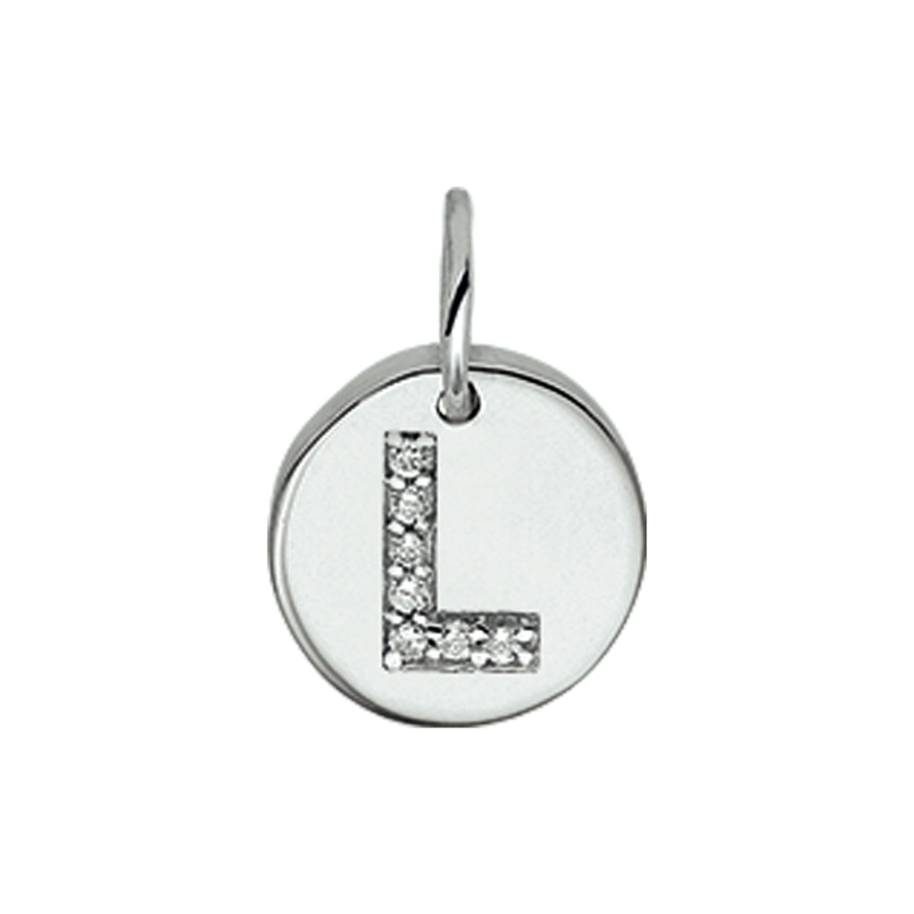 Hanger letter zirkonia zilver gerhodineerd