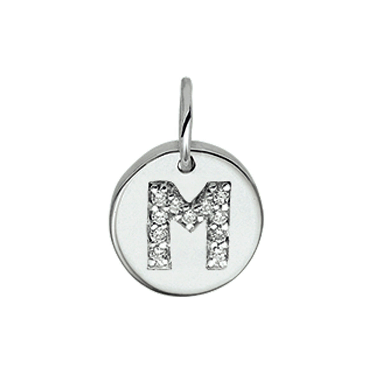 Hanger letter zirkonia zilver gerhodineerd