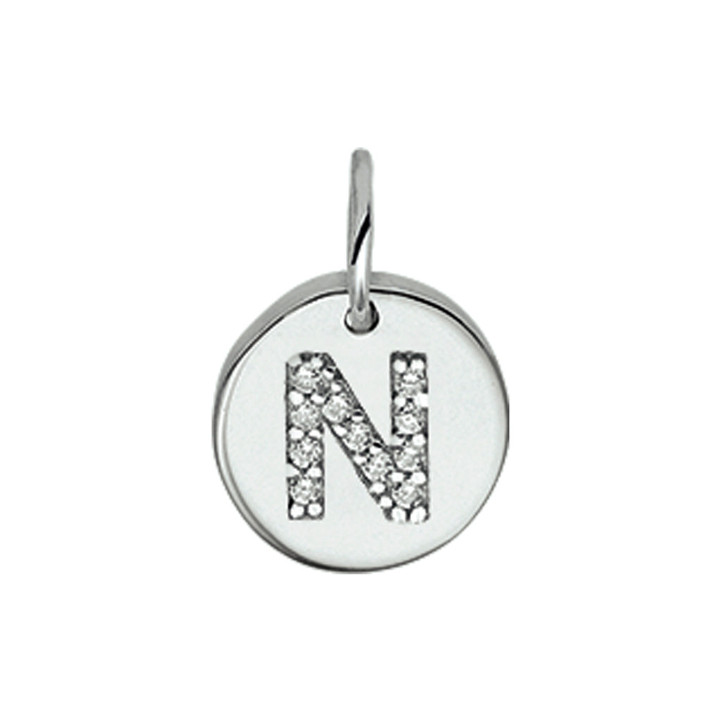 Hanger letter zirkonia zilver gerhodineerd