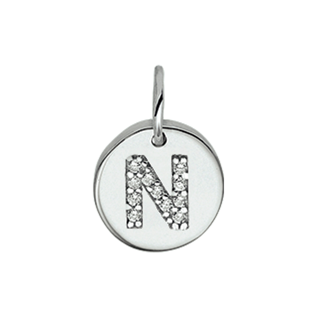 Hanger letter zirkonia zilver gerhodineerd